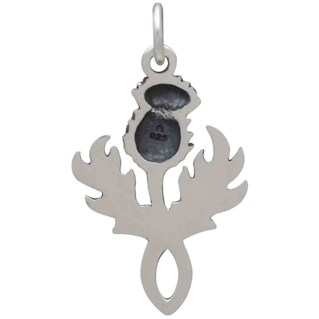 Sterling Silver Dimensional Thistle Charm 26x15mm