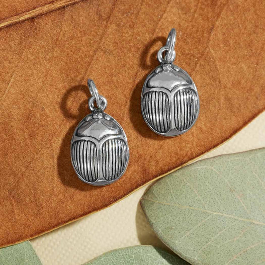 Sterling Silver Small Scarab Charm 18x9mm