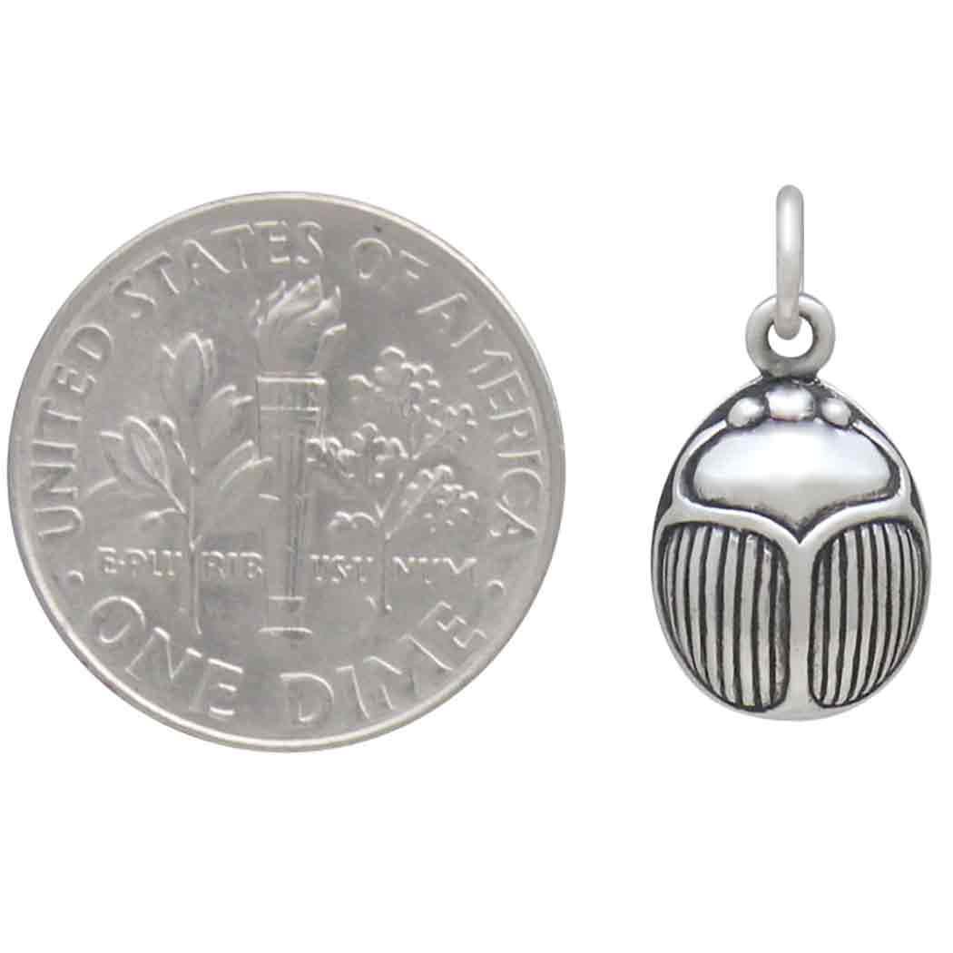 Sterling Silver Small Scarab Charm 18x9mm