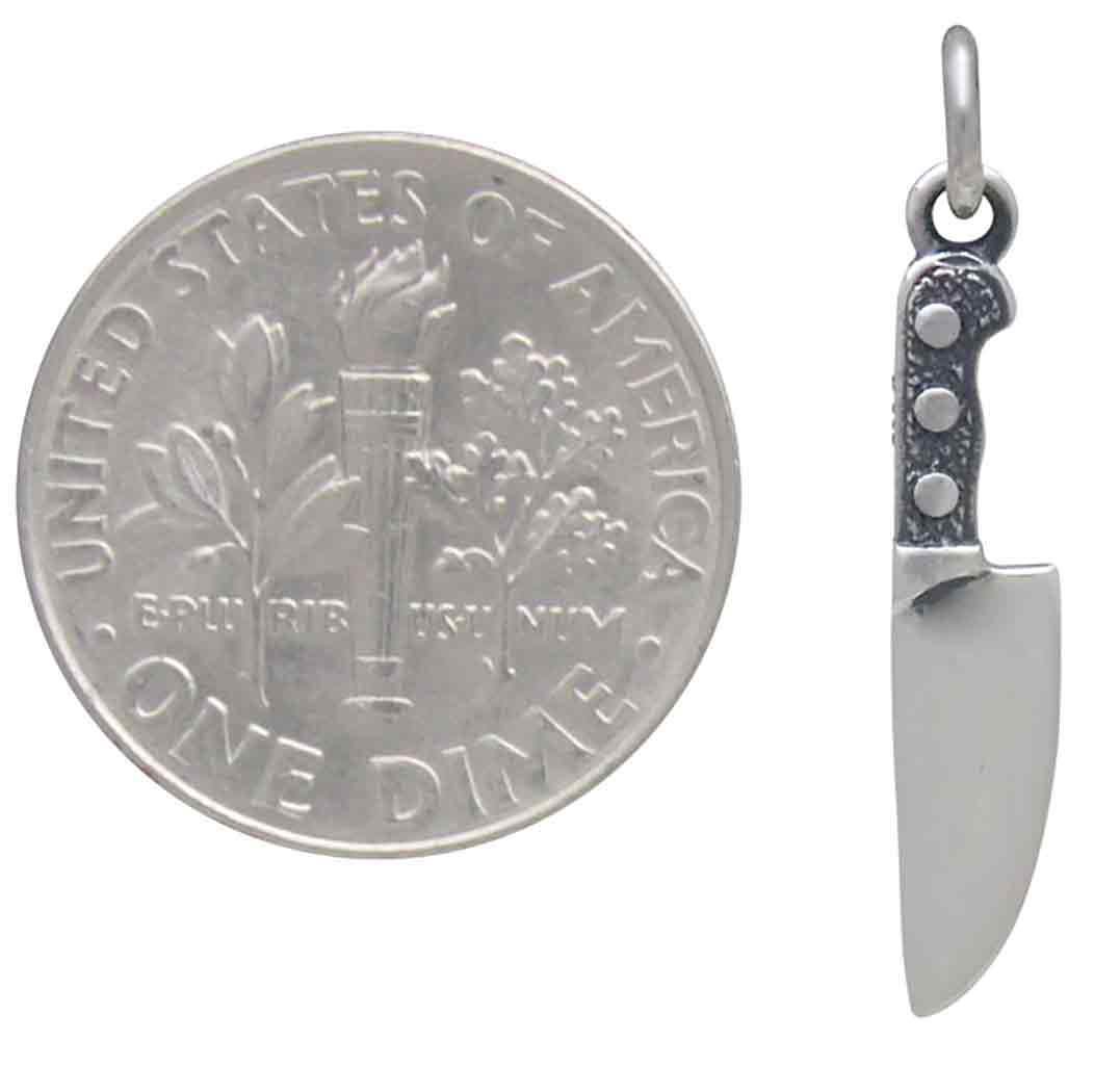 Sterling Silver Kitchen Knife Charm 24x4mm