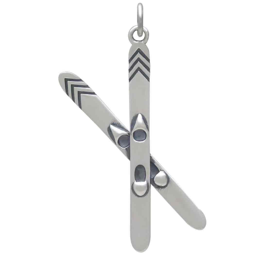 Sterling Silver Skis Pendant 36x14mm