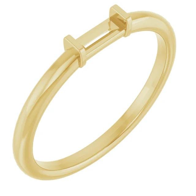 Straight Baguette Stackable Ring Mounting, 4x2mm Solitaire in Sterling Silver or 14k Gold