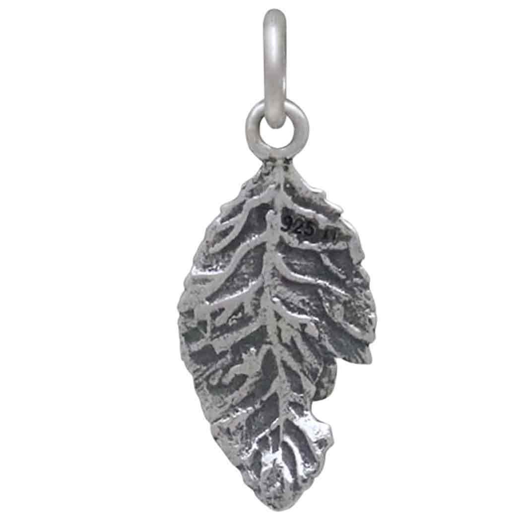Sterling Silver Caterpillar and Leaf Charm 20x9mm