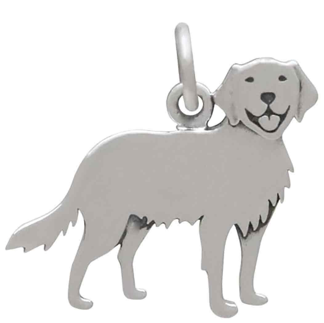 Sterling Silver Golden Retriever Dog Charm 16x18mm