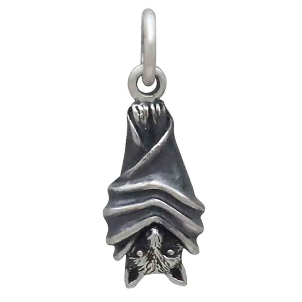 Sterling Silver Small Hanging Bat Charm 18x7mm