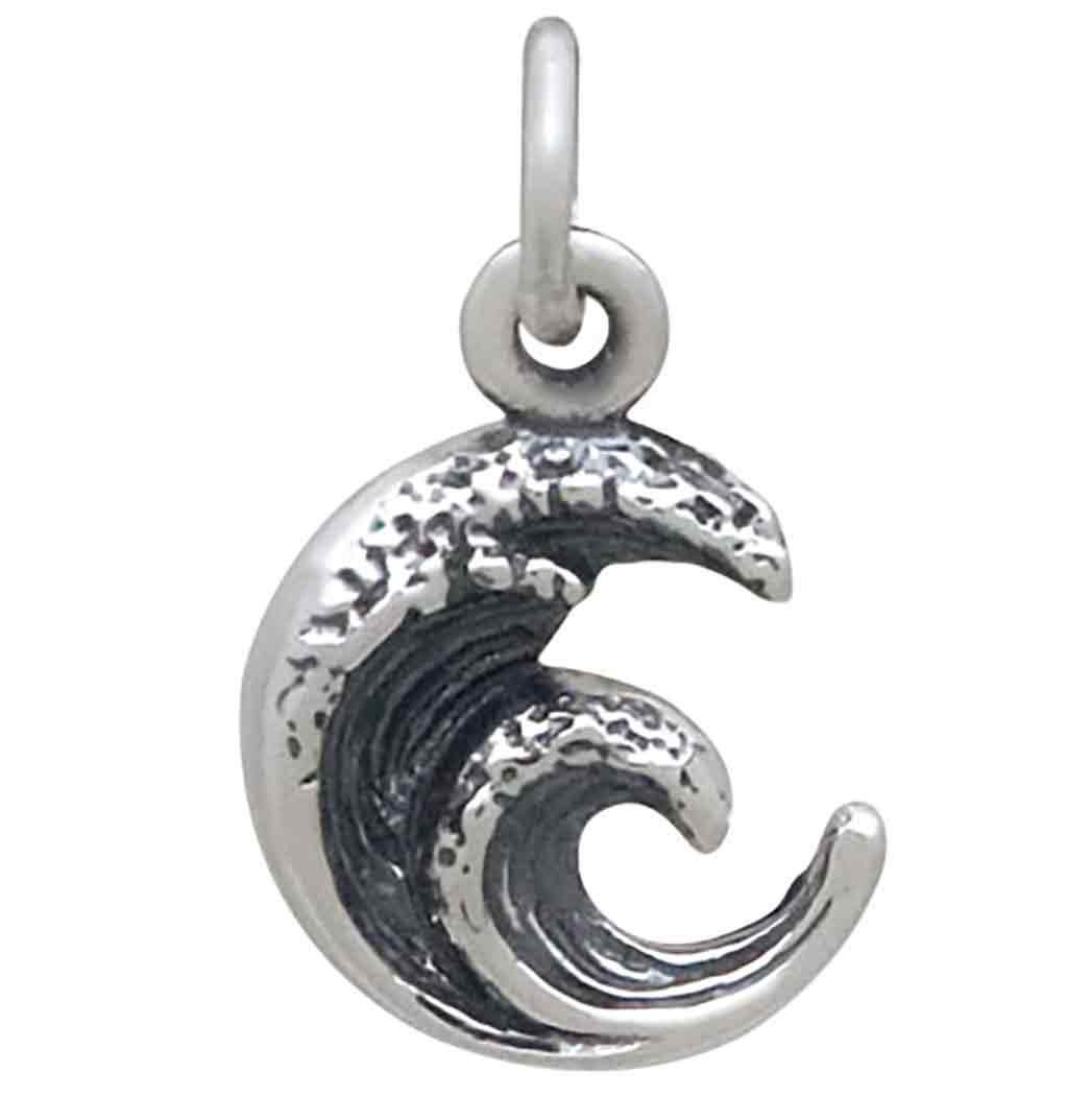 Sterling Silver Mini Dimensional Wave Charm 16x10mm