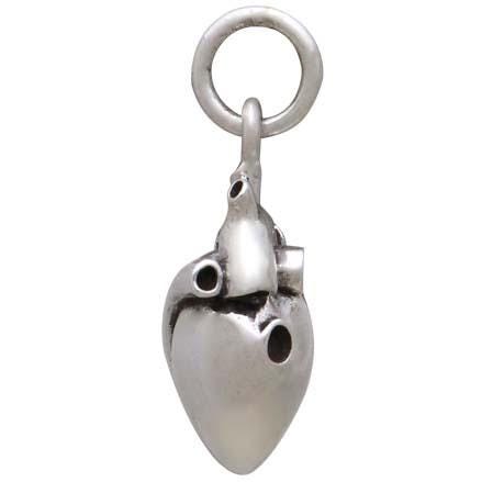 Sterling Silver Small 3D Anatomical Heart Charm