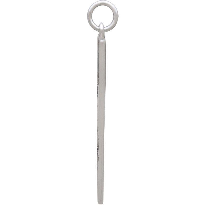 Sterling Siver Dandelion Pendant Long Rectangle