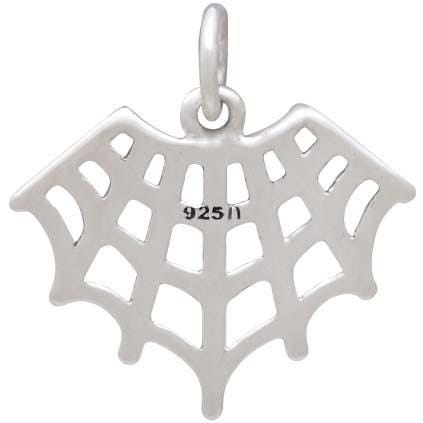 Sterling Silver Spider Web Charm 18x17mm