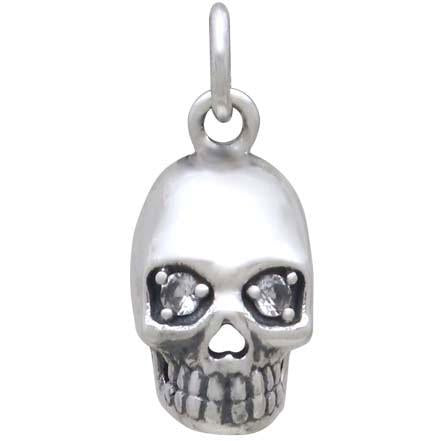 Sterling Silver Skull Charm with Nano Gem Eyes 18x8mm