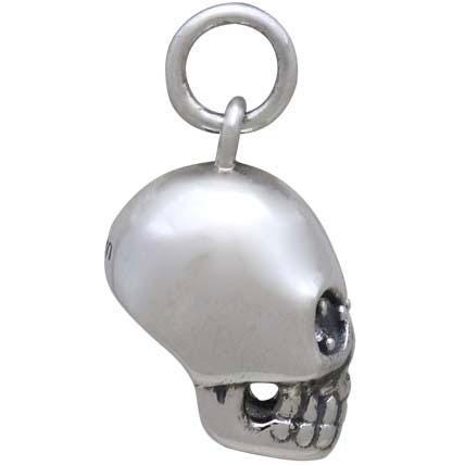 Sterling Silver Skull Charm with Nano Gem Eyes 18x8mm