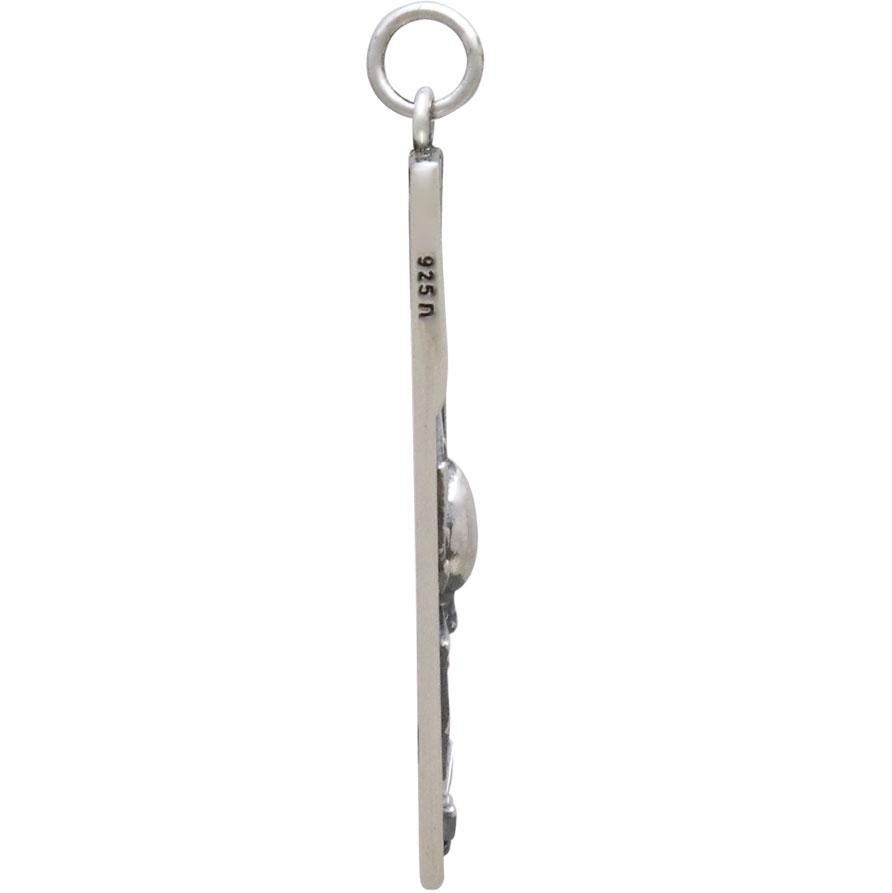 Sterling Silver Spider Pendant on Rectangle 37x10mm