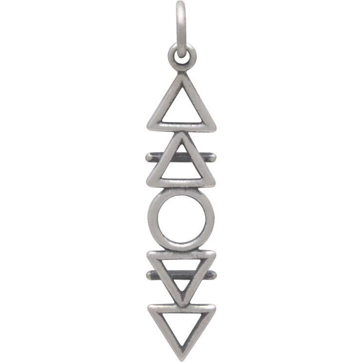 Sterling Silver Stacked Elements Charm 32x6mm