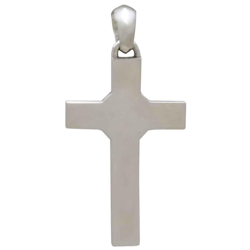 Sterling Silver Cross with Bronze Compass Pendant 33x16mm