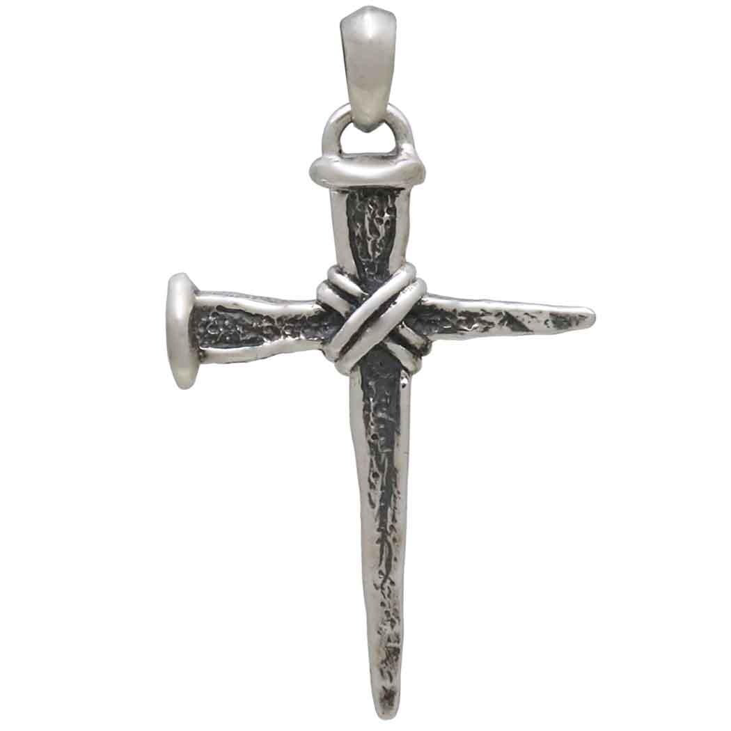 Sterling Silver Stake Cross Pendant 37x22mm