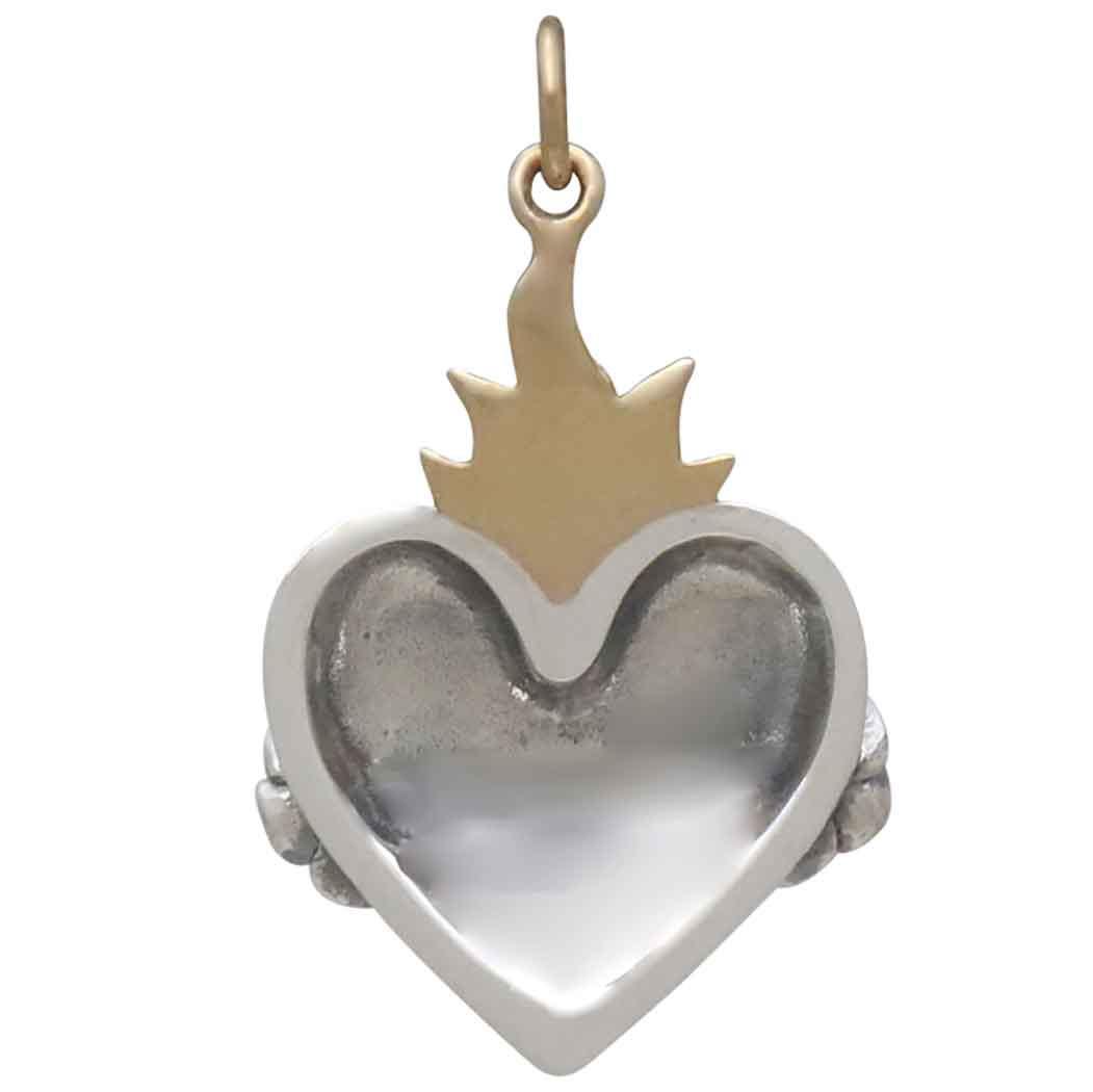 Mixed Metal Immaculate Heart of Mary Pendant 30x18mm
