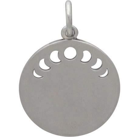 Sterling Silver Mountain Charm w Moon Phase Cutouts 20x14mm