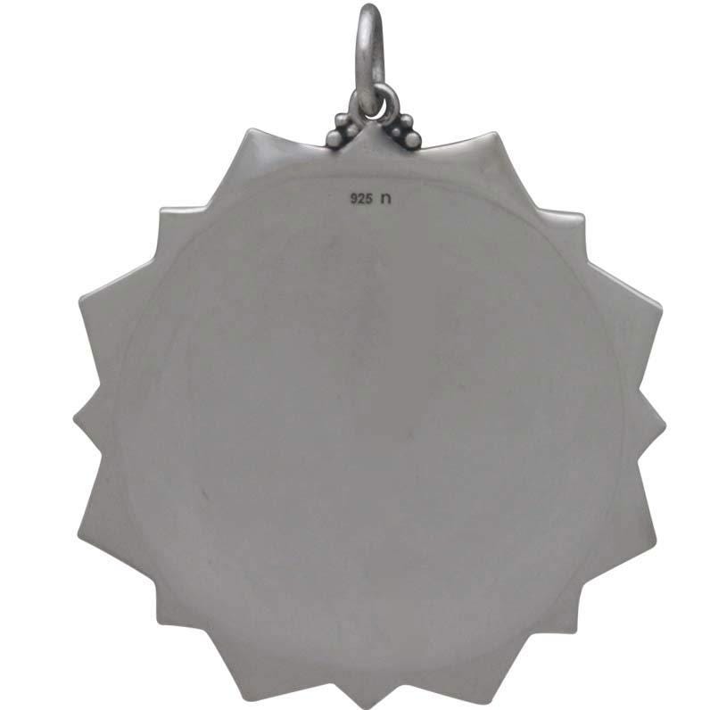 Sterling Silver Lotus Mandala Pendant 34x29mm
