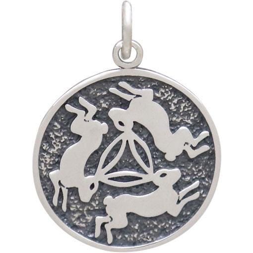 Sterling Silver Three Rabbits Charm 22x16mm