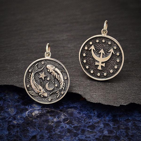 Sterling Silver Astrology Pisces Pendant 24x18mm