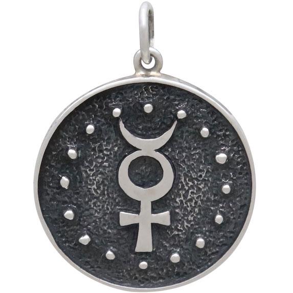 Sterling Silver Astrology Gemini Pendant 24x18mm