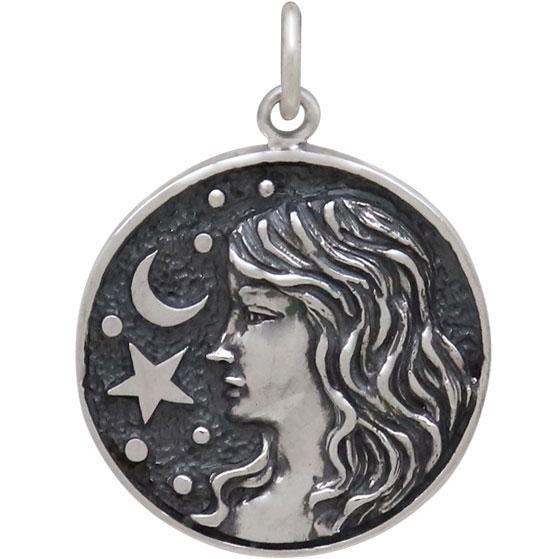 Sterling Silver Astrology Virgo Pendant 24x18mm