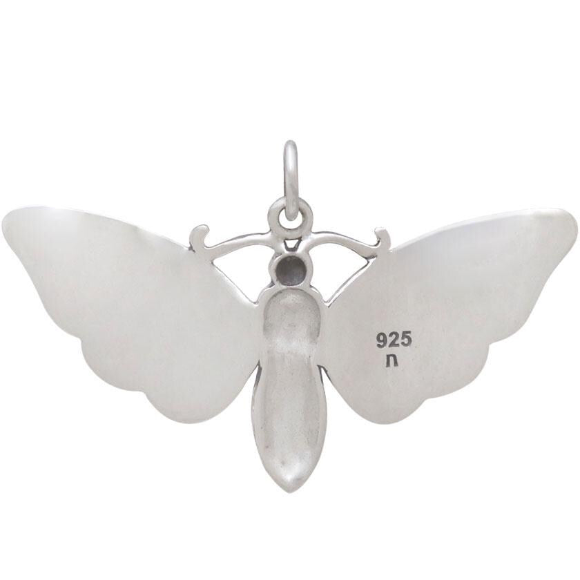 Sterling Silver Deaths Head Moth Pendant 22x36mm