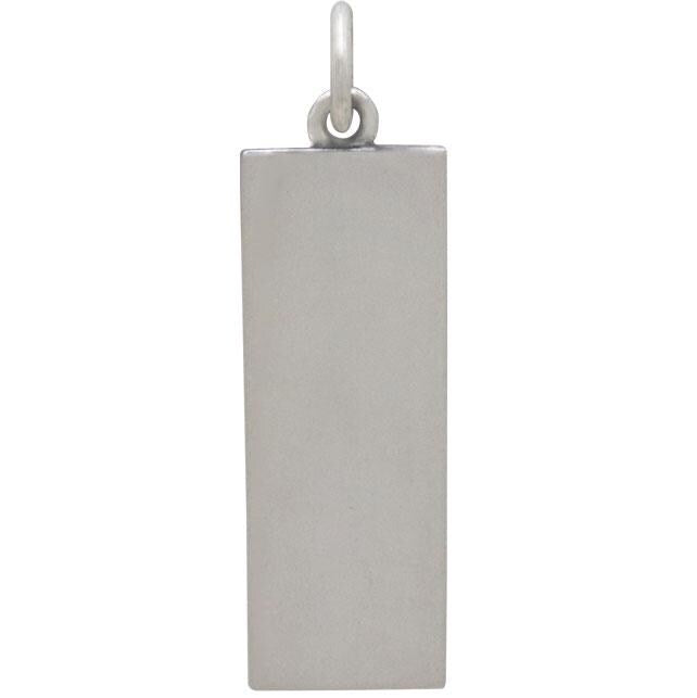 Sterling Silver Rectangle Pine Tree Charm with Moon 28x8mm