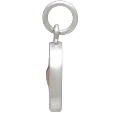 Sterling Silver Shadow Box Charm with Bronze Heart 16x8mm