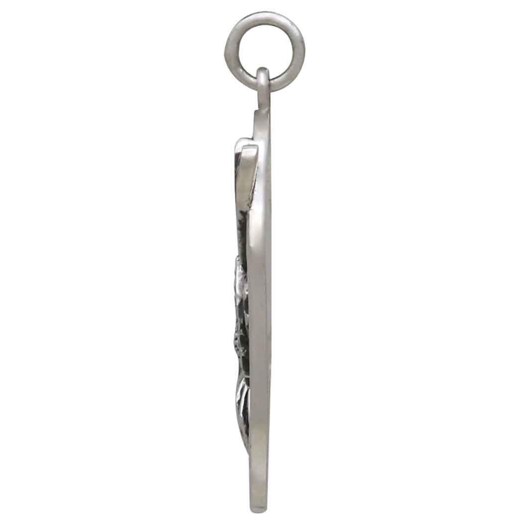 Sterling Silver Butterfly on Flower Pendant 31x21mm