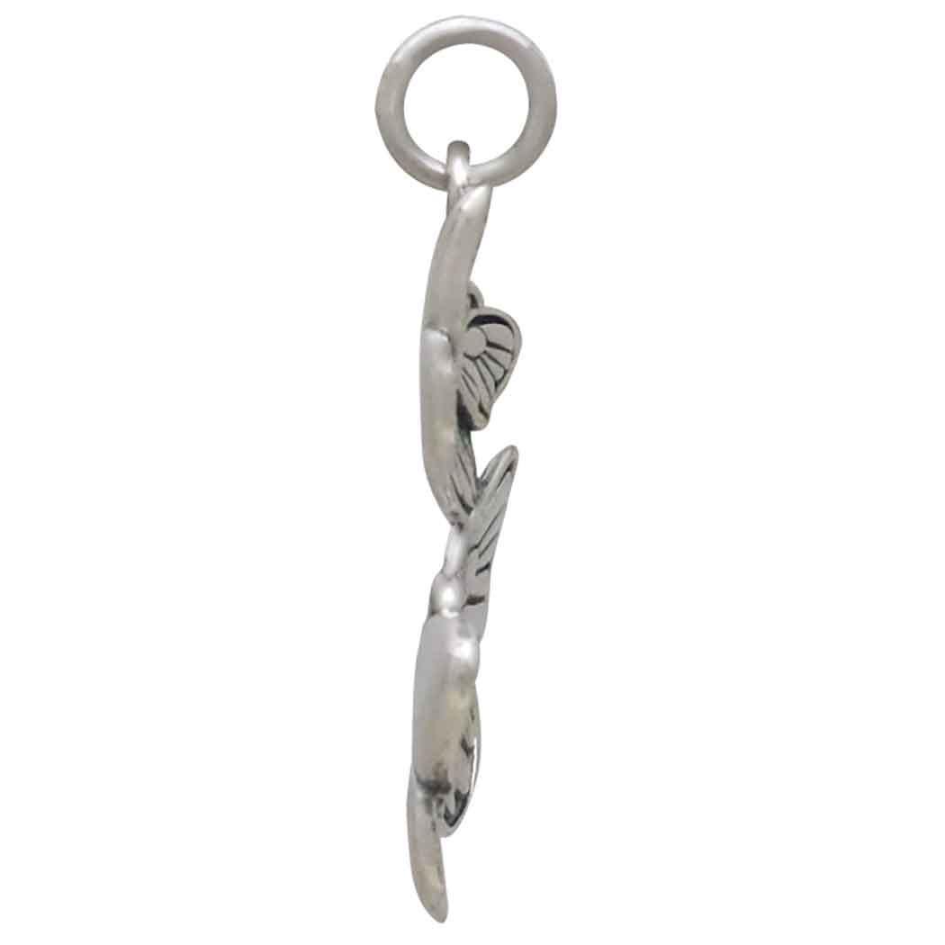 Sterling Silver Dimensional Flying Butterflies Charm 25x15mm