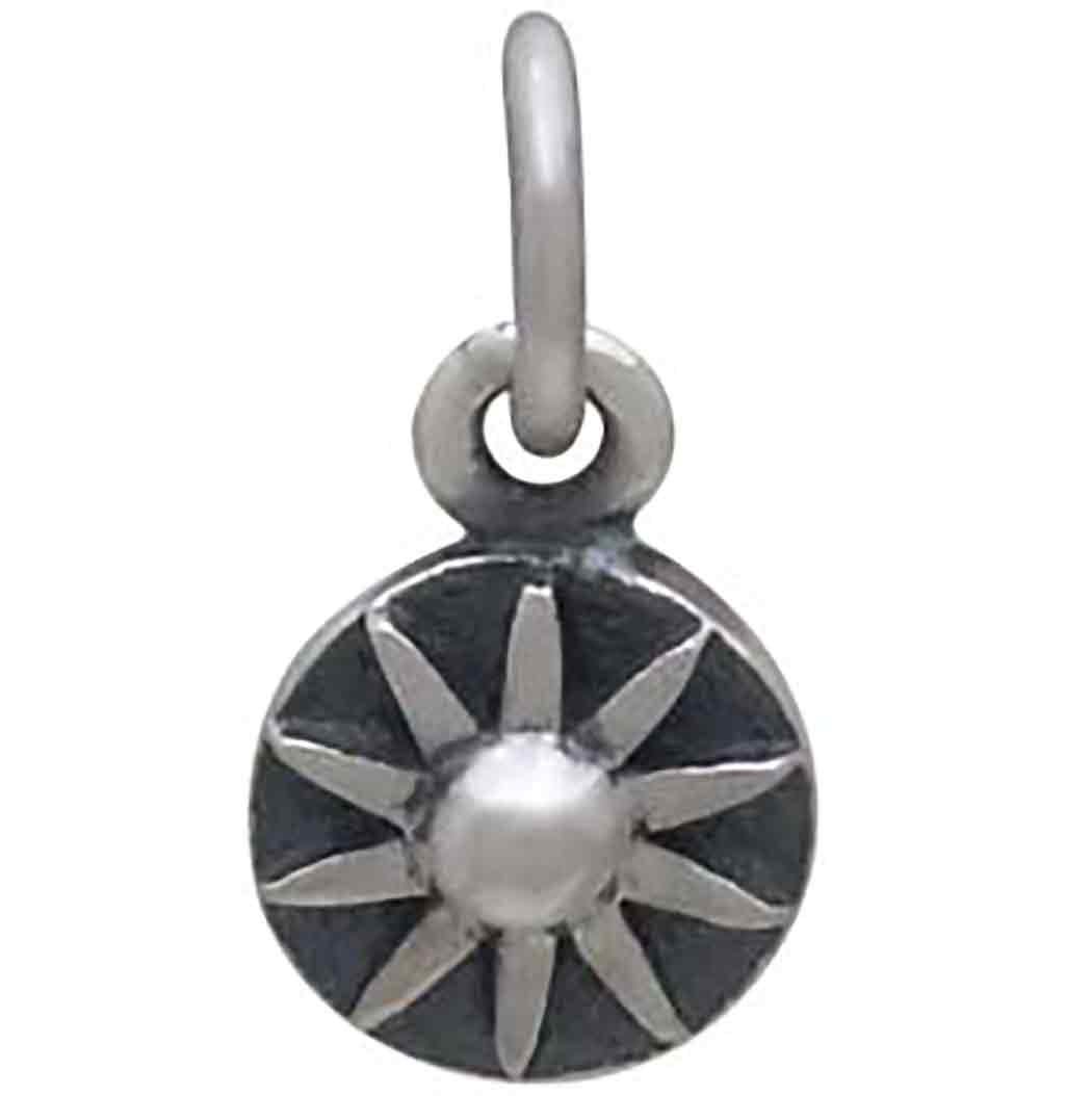 Sterling Silver Mini Sun Coin Charm 12x6mm