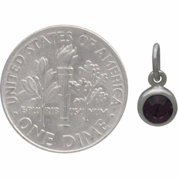 Sterling Silver Crystal Birthstone Charm -February 11x5mm