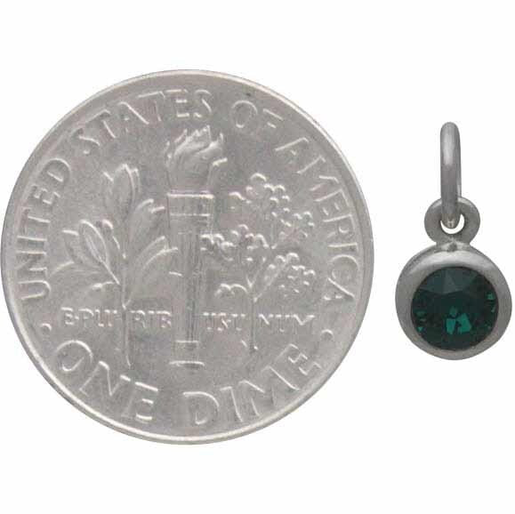 Sterling Silver Crystal Birthstone Charm - May 11x5mm