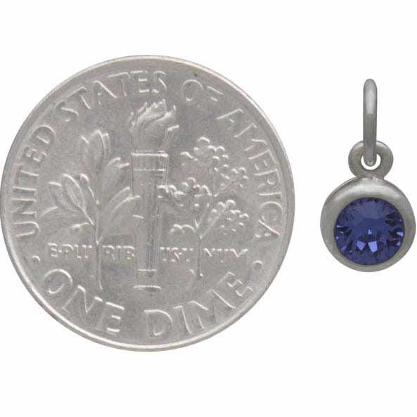 Sterling Silver Crystal Birthstone Charm- September 11x5mm