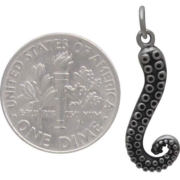 Sterling Silver Octopus Tentacle Charm 25x8mm