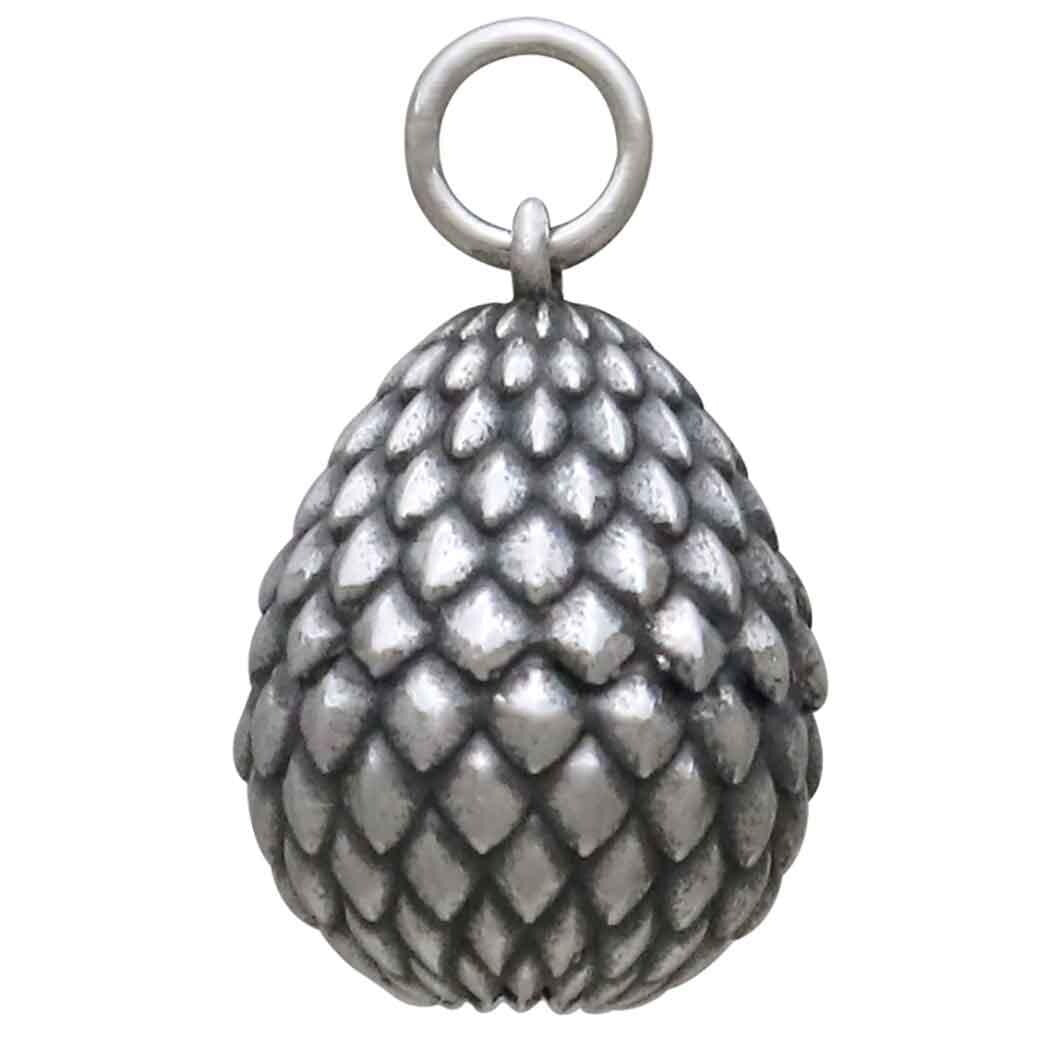Sterling Silver 3D Scaled Dragon Egg Charm