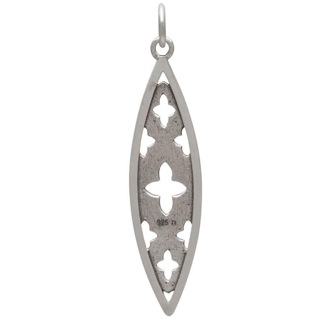 Sterling Silver Gothic Marquis Pendant 38x9mm
