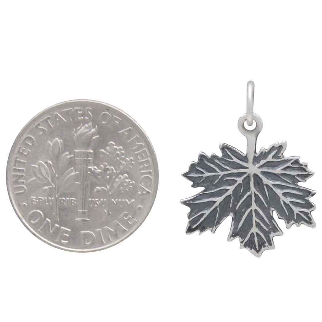 Sterling Silver Maple Leaf Charm 21x17mm