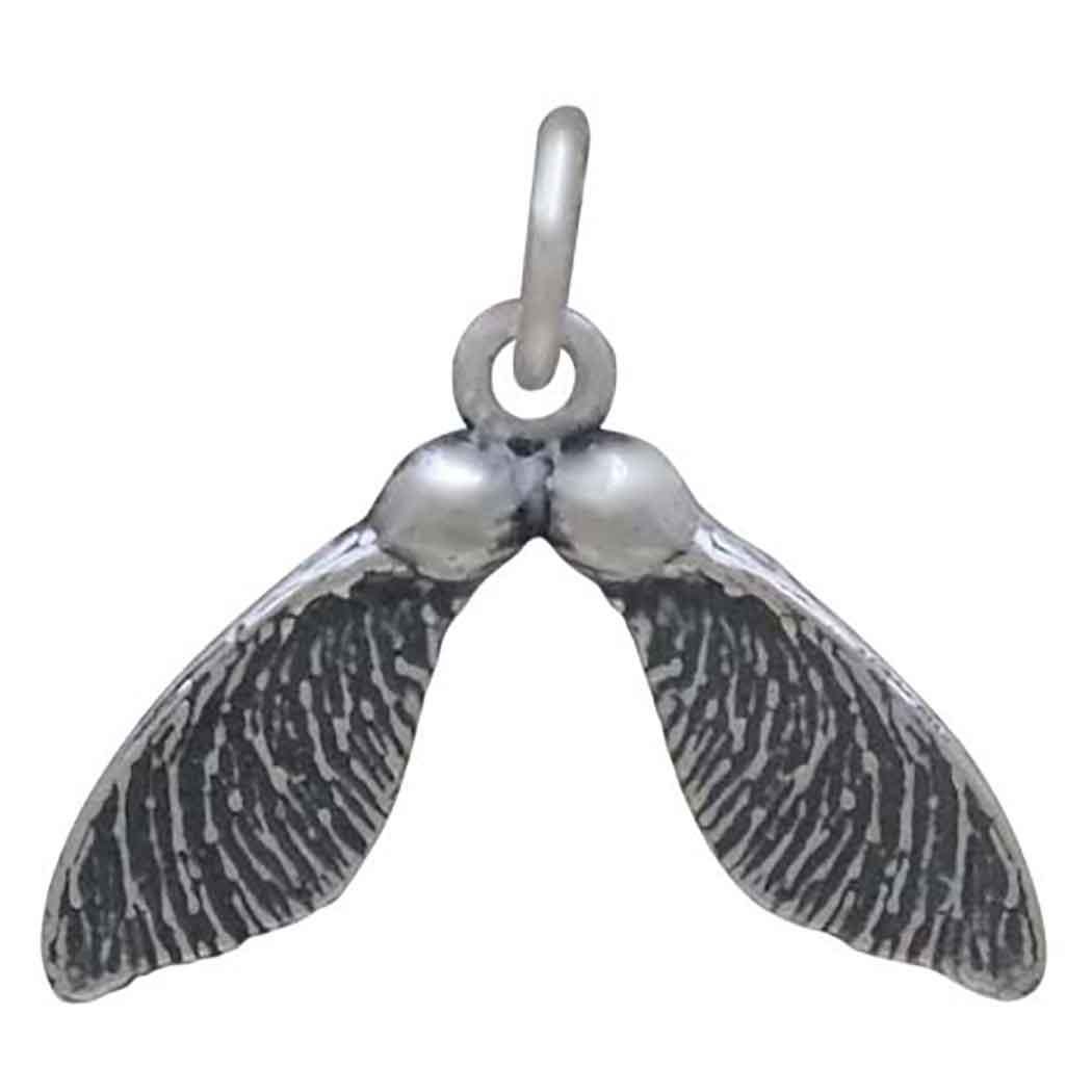 Sterling Silver Double Maple Seed Pod Charm 17x18mm