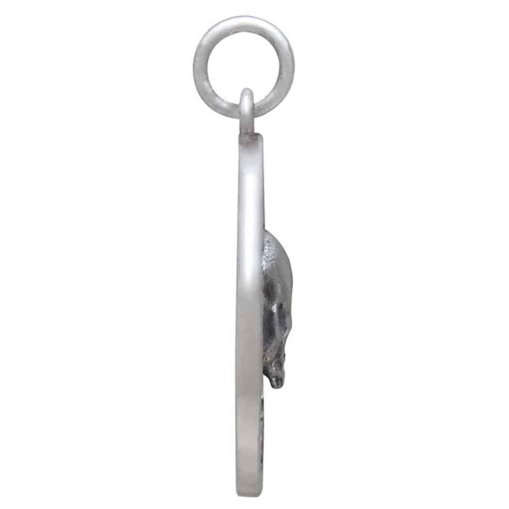Sterling Silver Memento Mori Skull Pendant 24x18mm