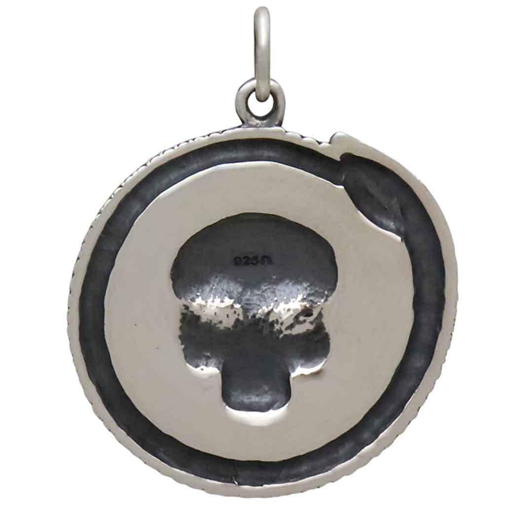 Sterling Silver Ouroboros Snake with Skull Pendant 27x21mm