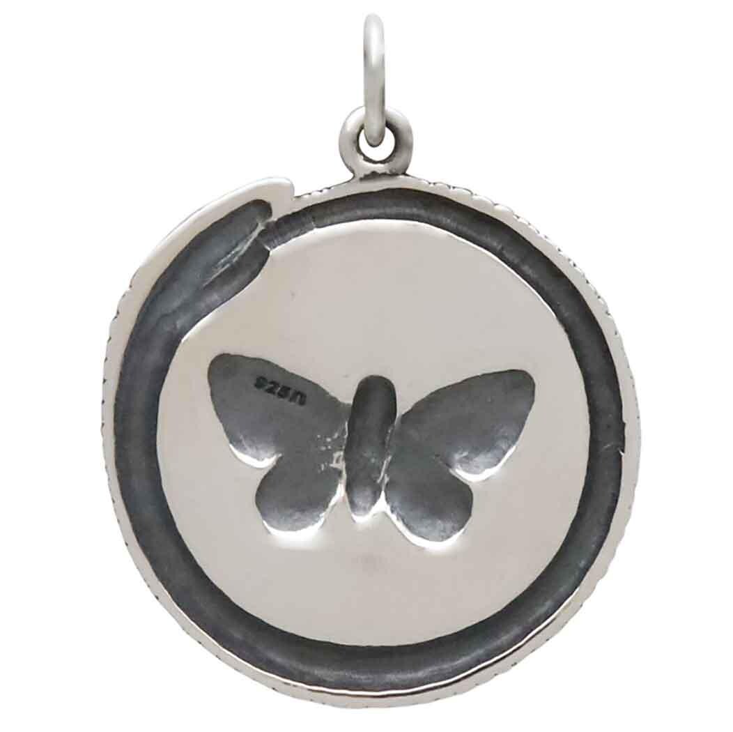 Sterling Silver Ouroboros Snake w Butterfly Pendant