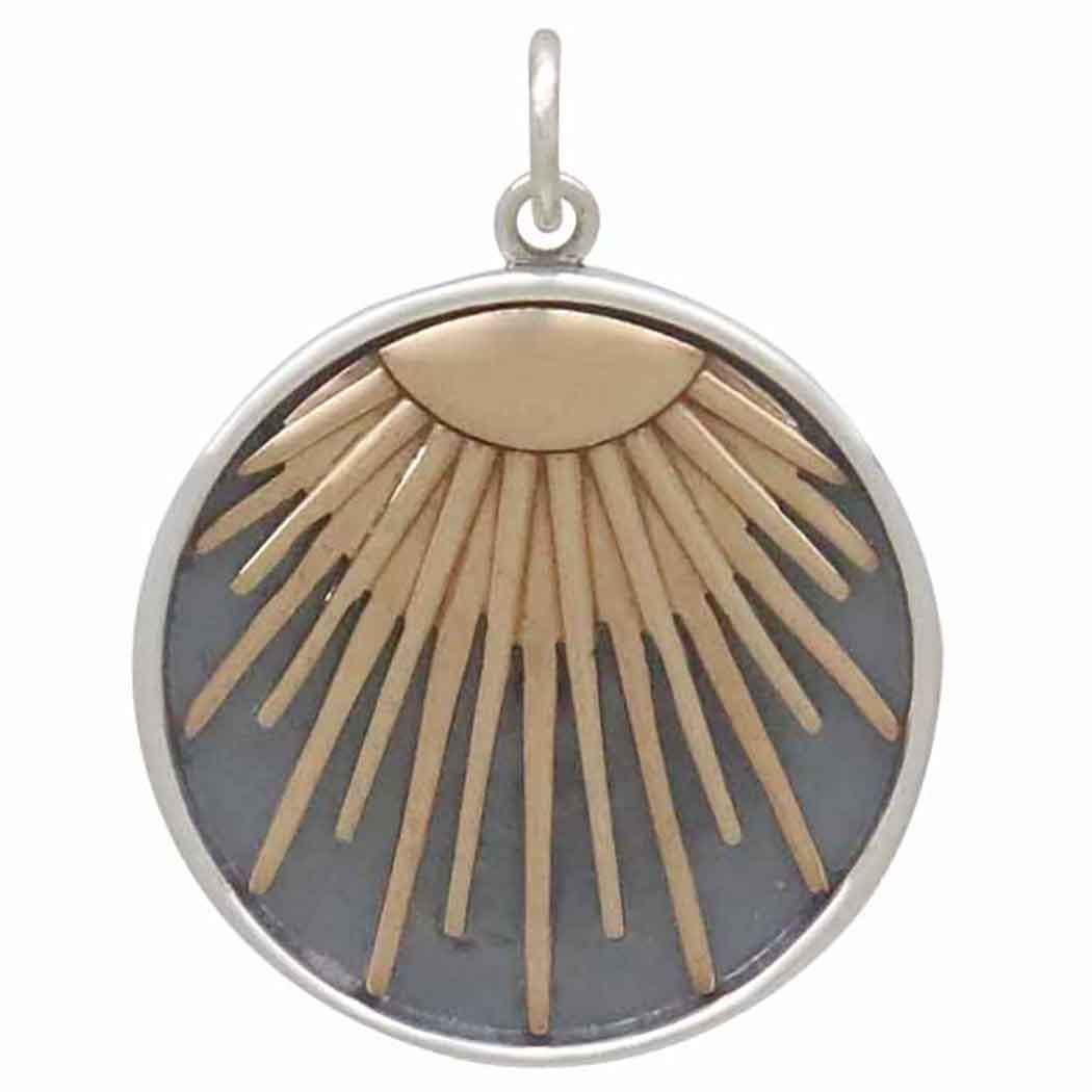 Mixed Metal Sunray Pendant 25x20mm