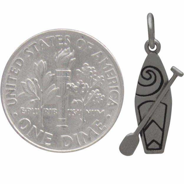 Sterling Silver SUP Charm Stand Up Paddle Board Charm 20x9mm