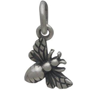Sterling Silver Tiny Honey Bee Charm 13x7mm
