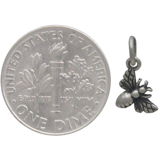 Sterling Silver Tiny Honey Bee Charm 13x7mm