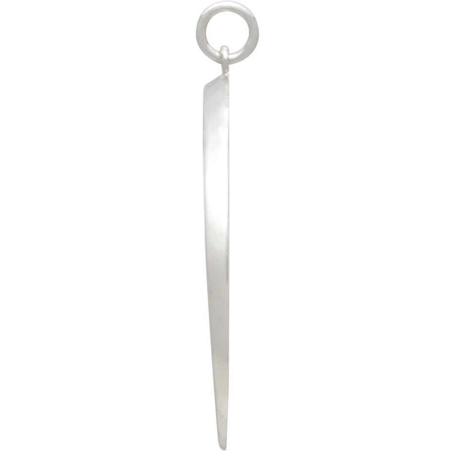 Sterling Silver Crescent Ridged Moon Pendant 35x33mm