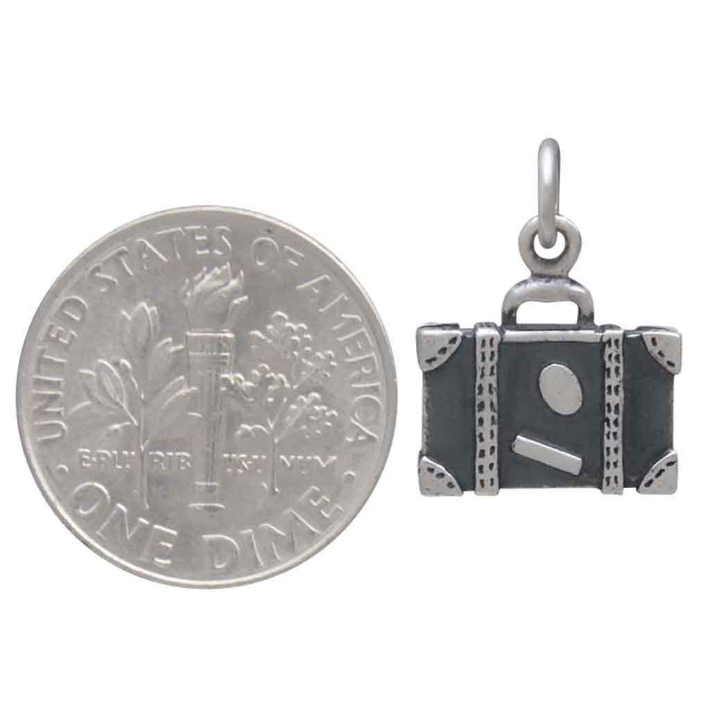 Sterling Silver Suitcase Charm 17x12mm