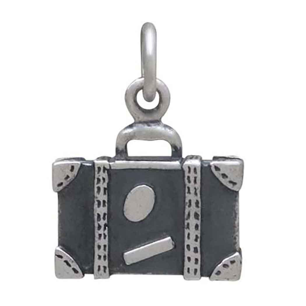 Sterling Silver Suitcase Charm 17x12mm